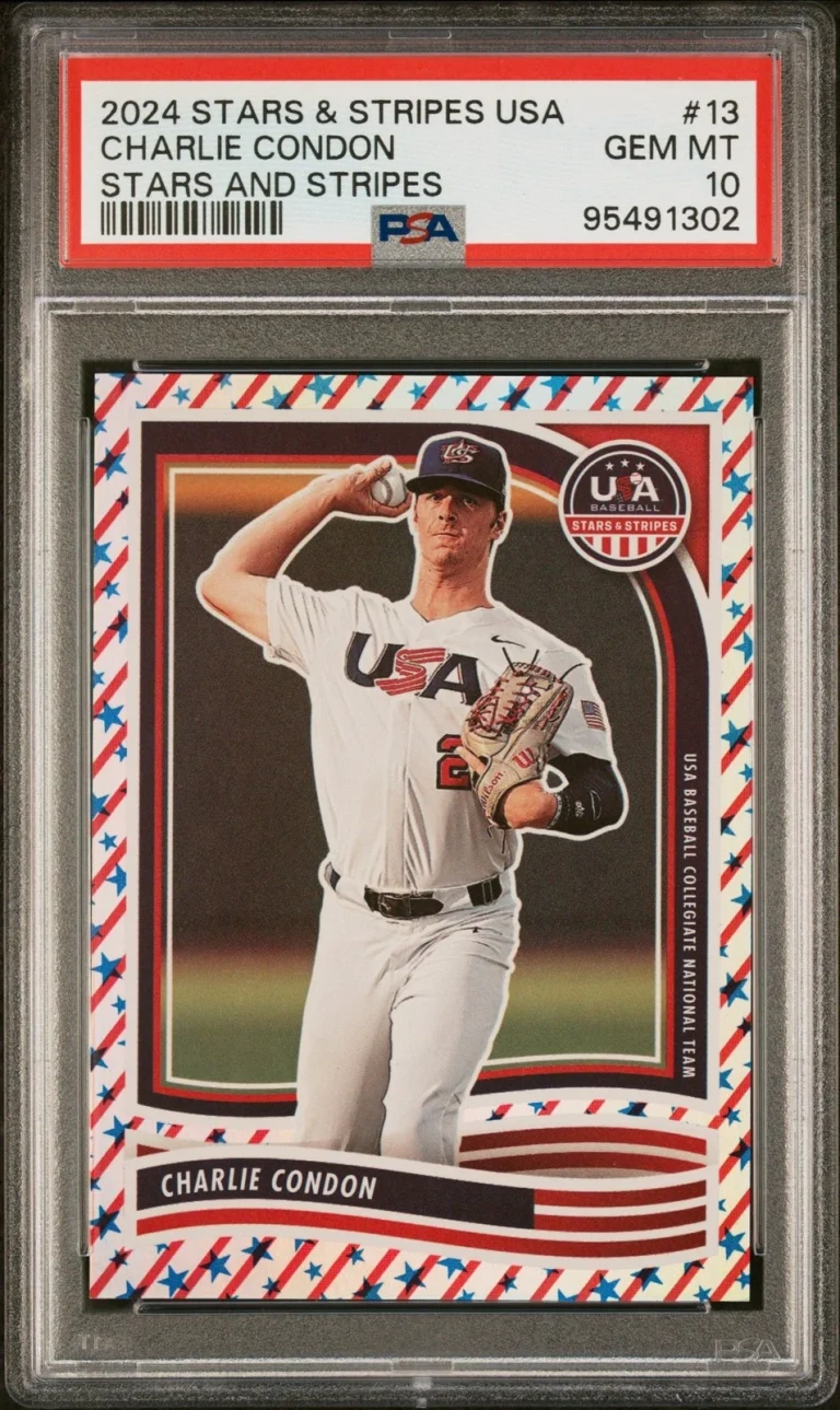 Graded 2024 Panini Charlie Condon #13 Stars & Stripes #/50 Card PSA 10