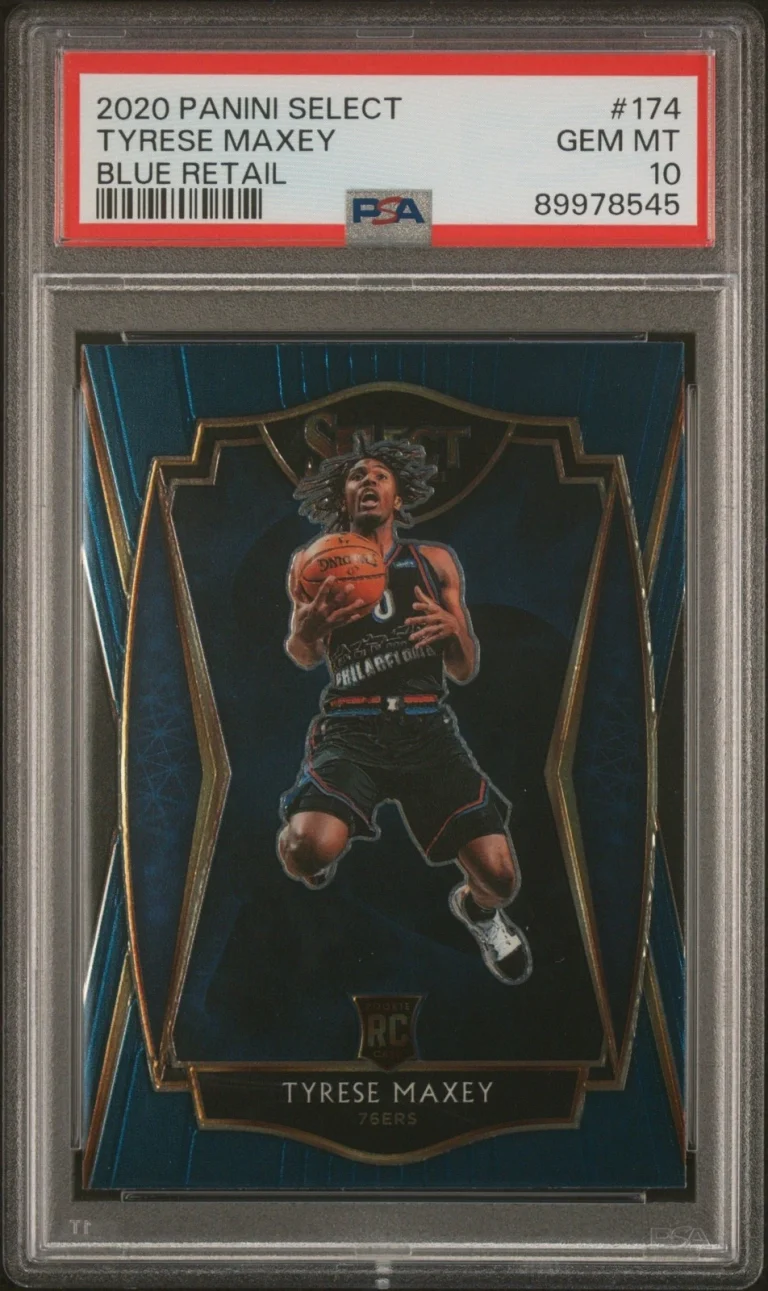 Graded 2020 Panini Select Tyrese Maxey #174 Blue Retail Card PSA 10