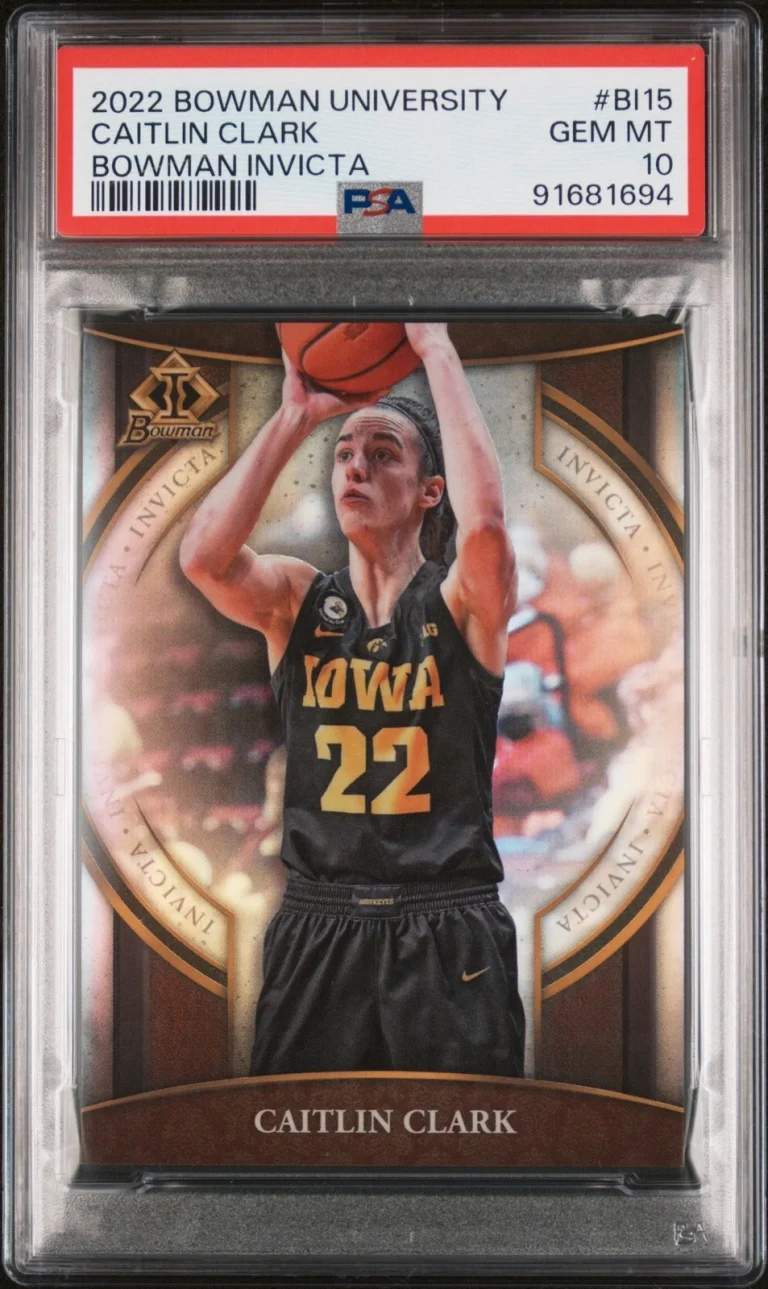 Graded 2022 Topps Bowman U Caitlin Clark #BI15 Invicta RC Card PSA 10