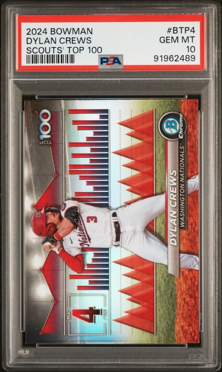 Graded 2024 Topps Bowman Dylan Crews #BTP4 Scouts Top100 RC Card PSA 10