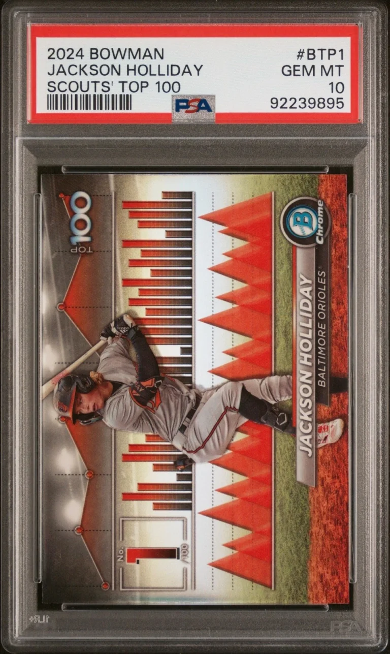 Graded 2024 Bowman Jackson Holliday #BTP1 Scouts Top 100 RC Card PSA 10