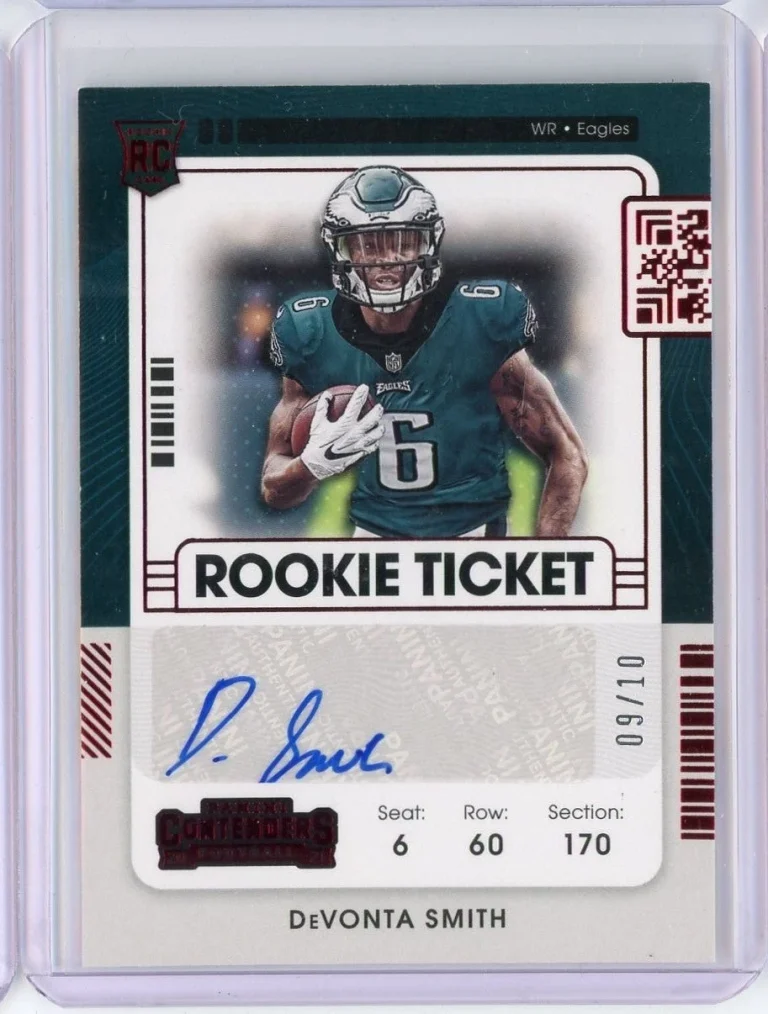 2021 Panini Contenders Red RC Ticket Devonta Smith #107 /10 Auto RC Card