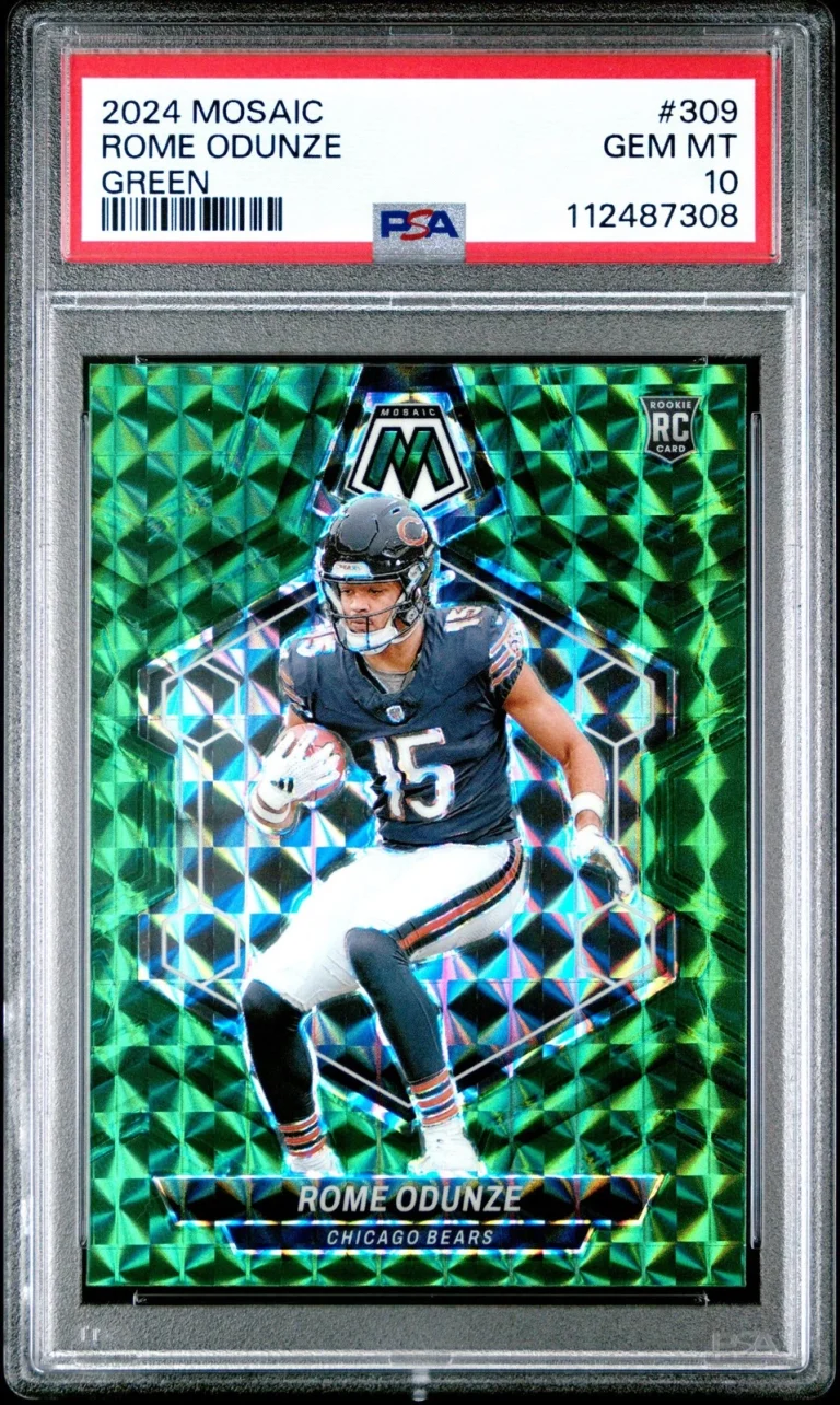Graded 2024 Panini Mosaic Rome Odunze #309 Green Rookie RC Card PSA 10