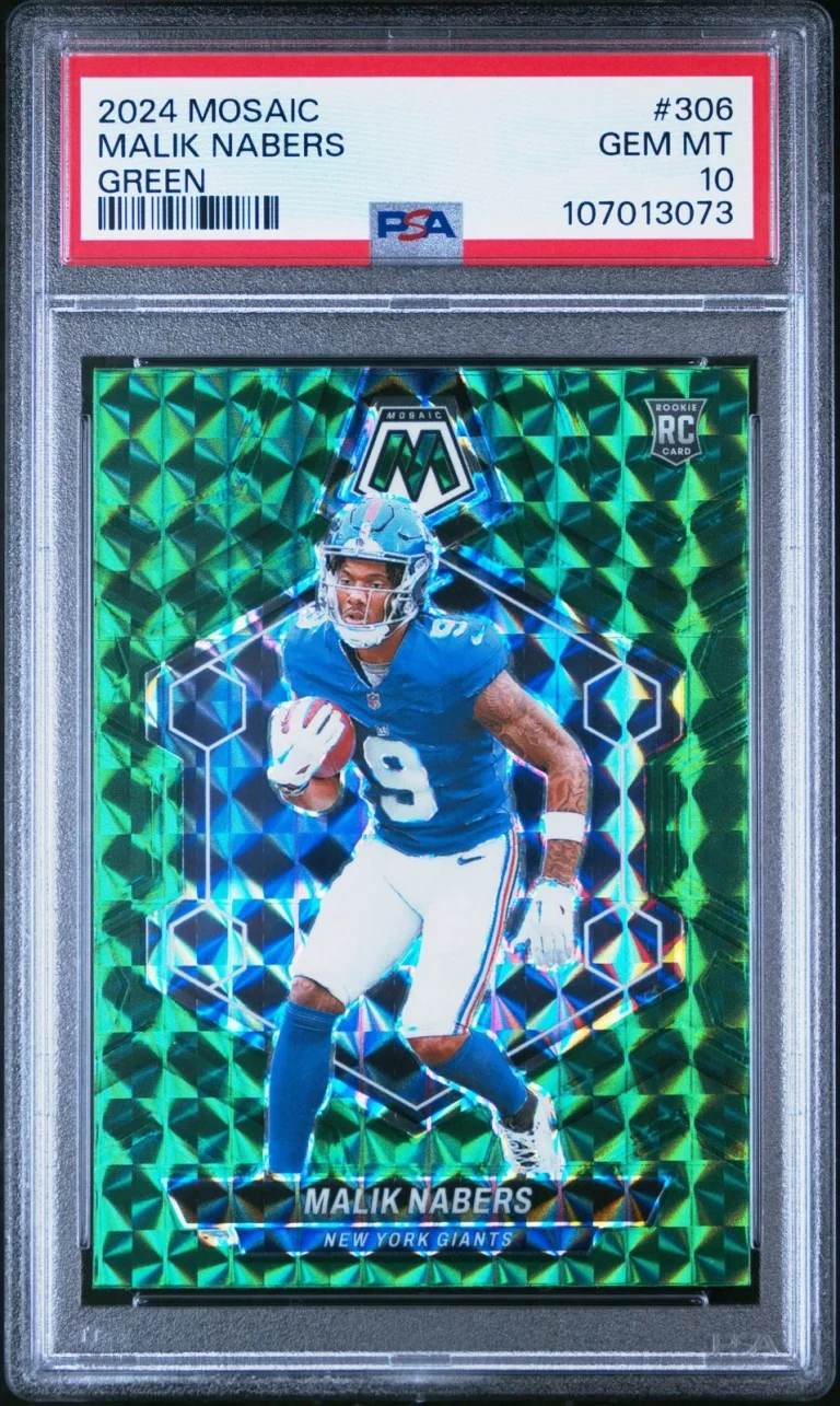 Graded 2024 Panini Mosaic Malik Nabers #306 Green Rookie RC Card PSA 10