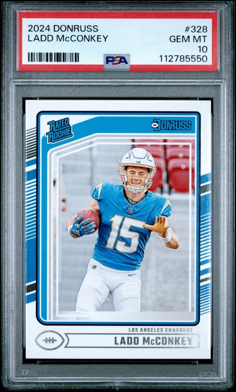 Graded 2024 Panini Donruss Ladd McConkey #328 Rookie RC Card PSA 10 Gem