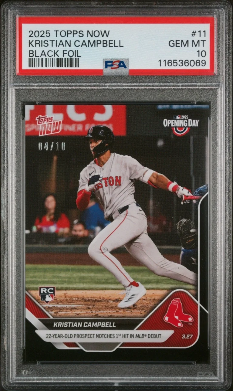 Graded 2025 Topps Now Kristian Campbell #11 Black /10 RC Card PSA 10