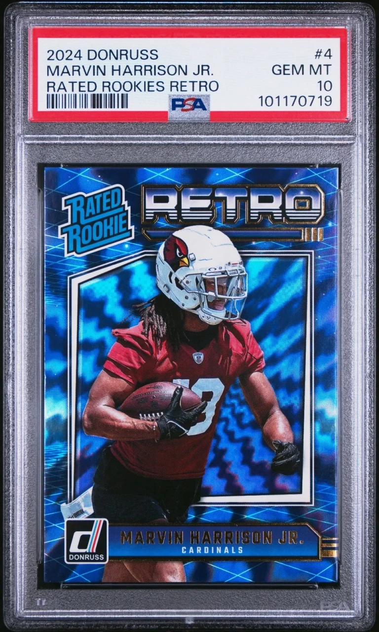 Graded 2024 Donruss Marvin Harrison Jr #4 Rookies Retro RC Card PSA 10