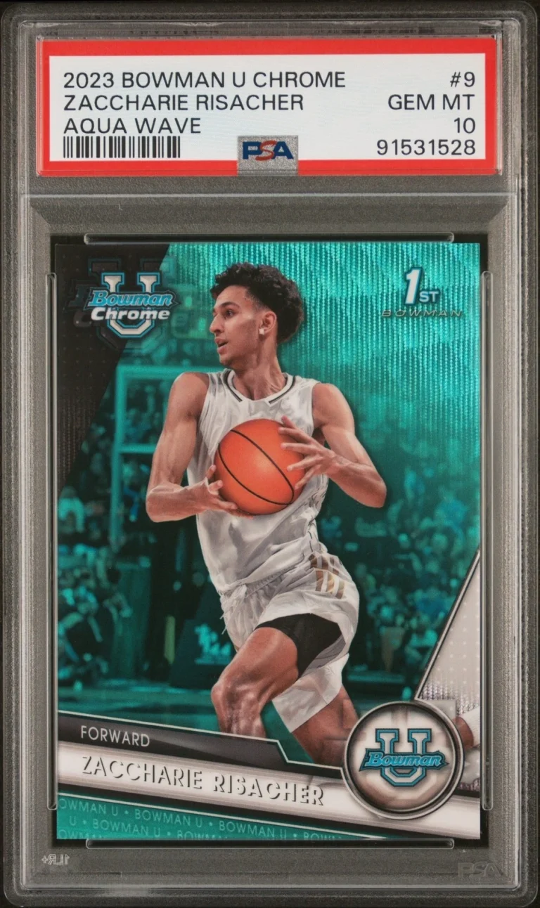 Graded 2023 Bowman Zaccharie Risacher #9 Aqua Wave #/299 Card PSA 10