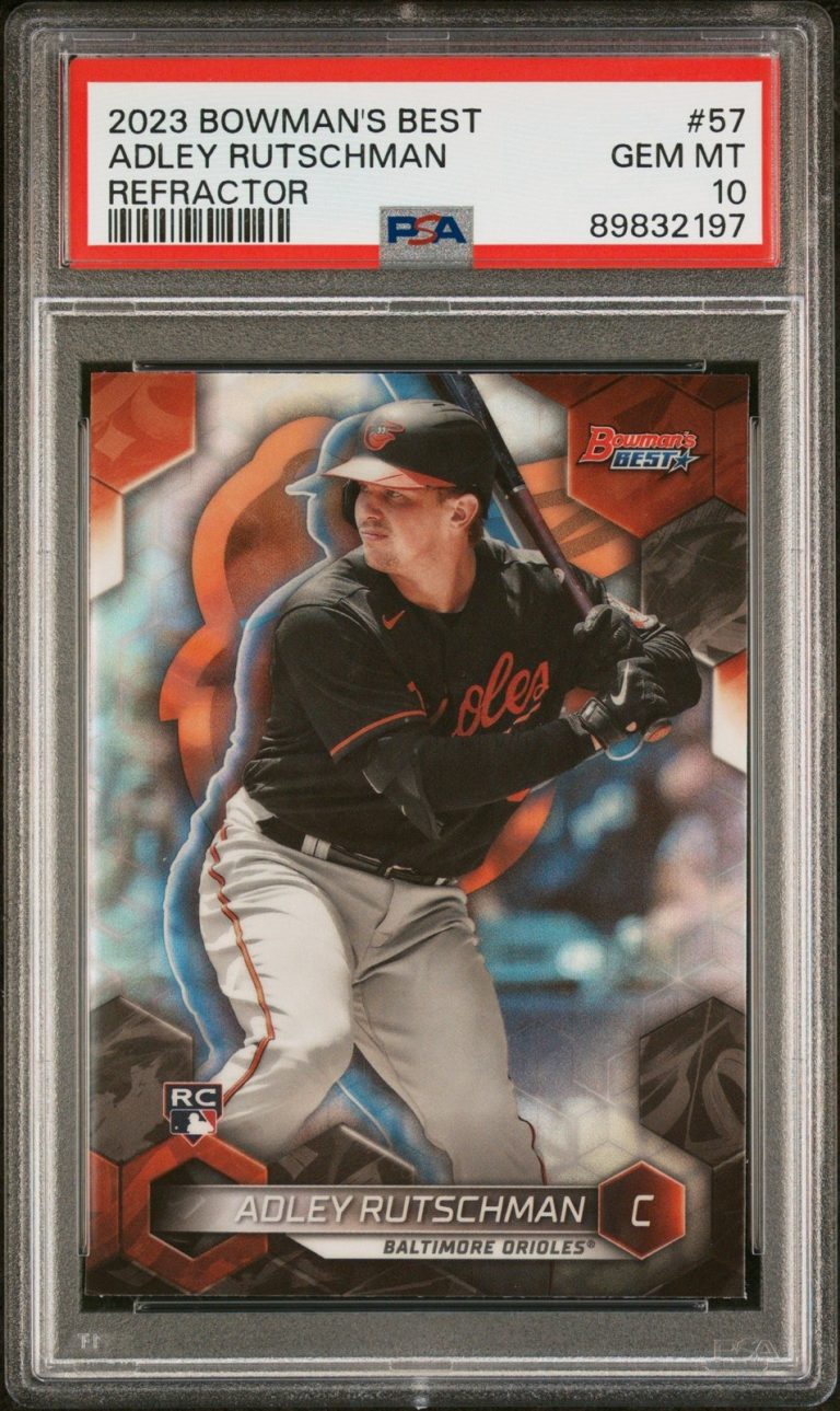 Graded 2023 Bowmans Best Adley Rutschman #57 Refractor RC Card PSA 10