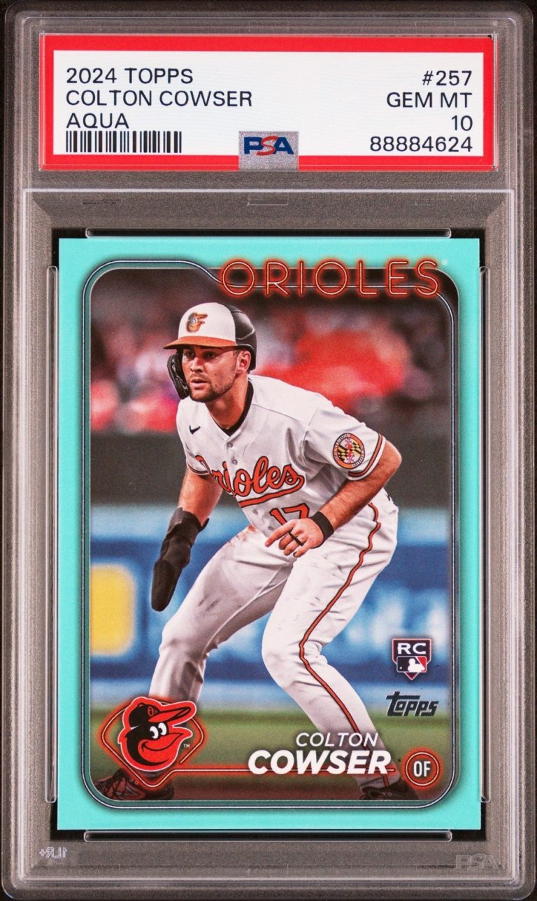 Graded 2024 Topps Colton Cowser #257 Aqua Rookie RC Card PSA 10 Gem