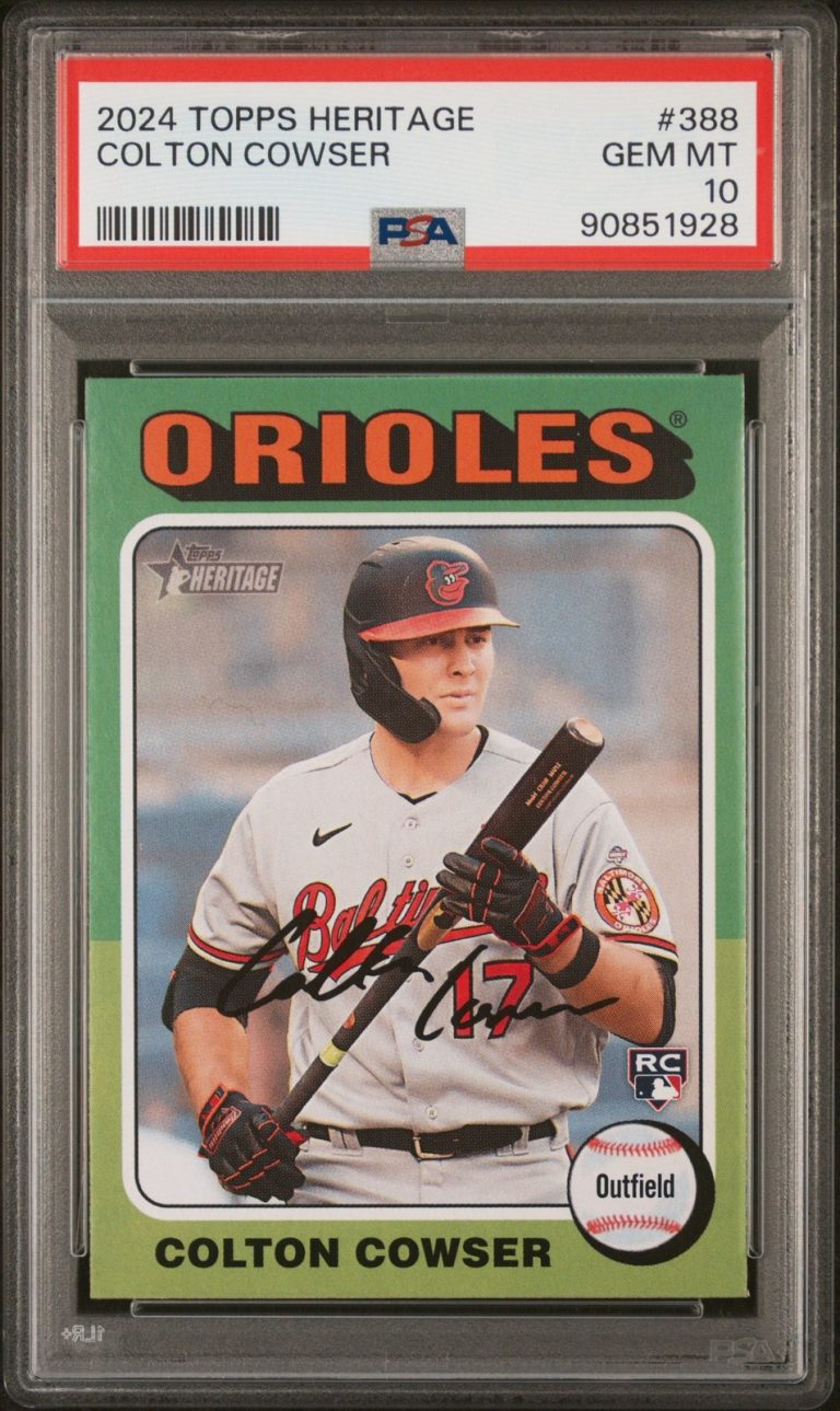 Graded 2024 Topps Heritage Colton Cowser #388 Rookie RC Card PSA 10 Gem
