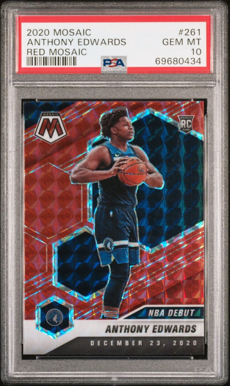 Graded 2020 Panini Mosaic Anthony Edwards #261 Red Mosaic Card PSA 10