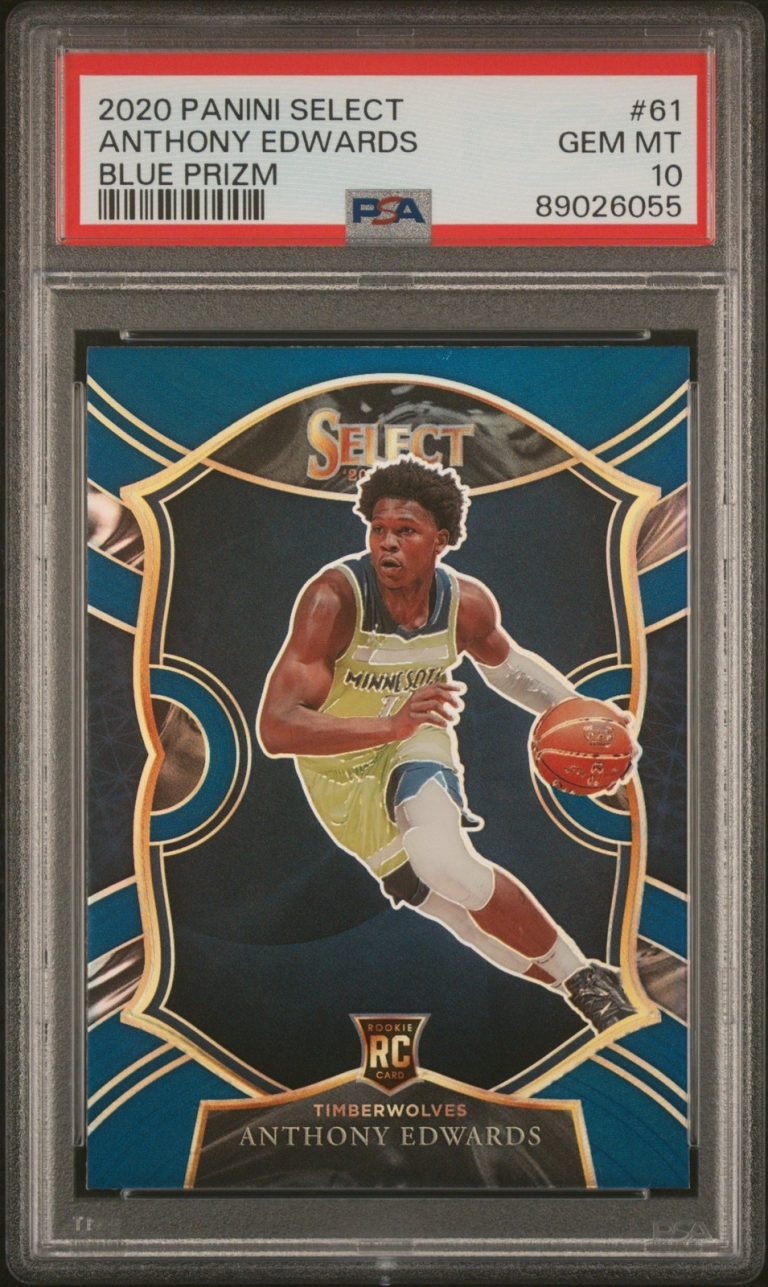 Graded 2020 Panini Select Anthony Edwards #61 Blue Prizm Card PSA 10