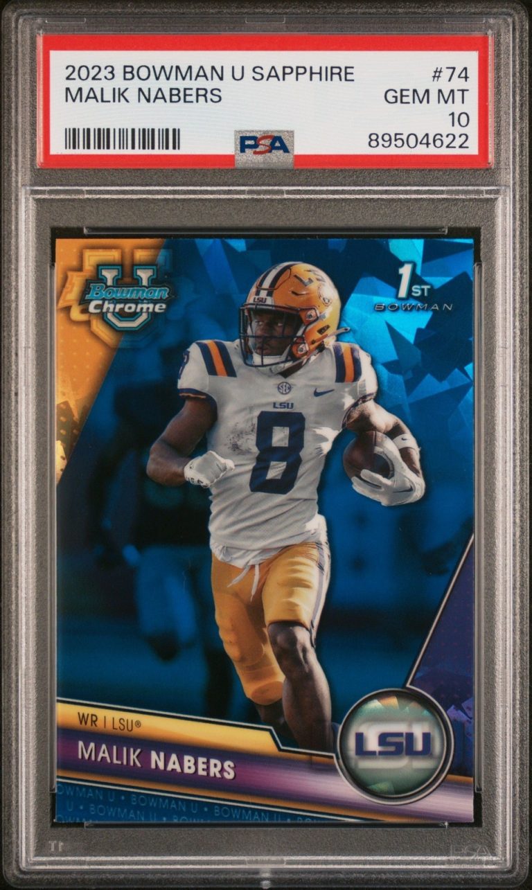 Graded 2023 Topps Bowman U Sapphire Malik Nabers #74 Rookie Card PSA 10