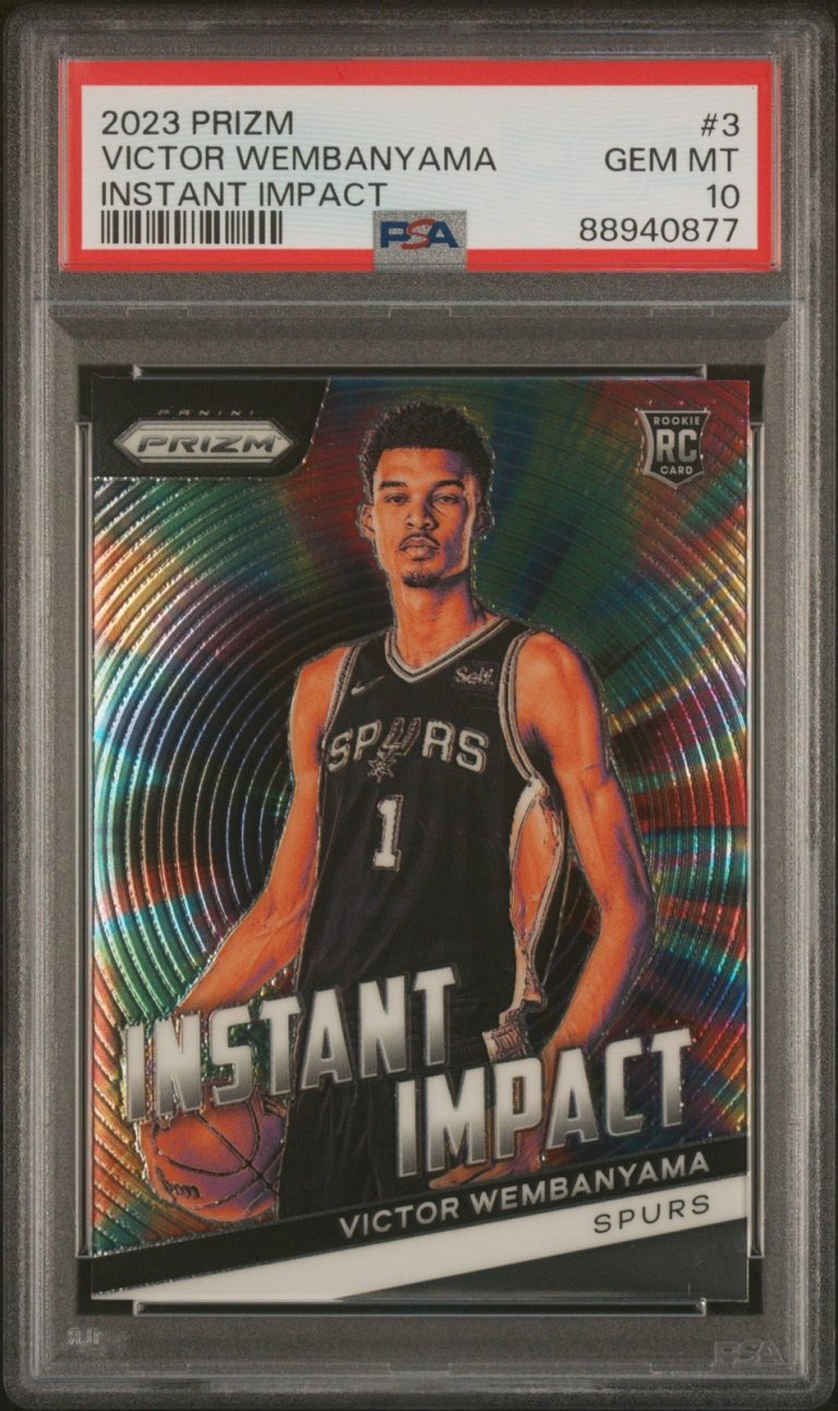 Graded 2023 Prizm Victor Wembanyama #3 Instant Impact RC Card PSA 10