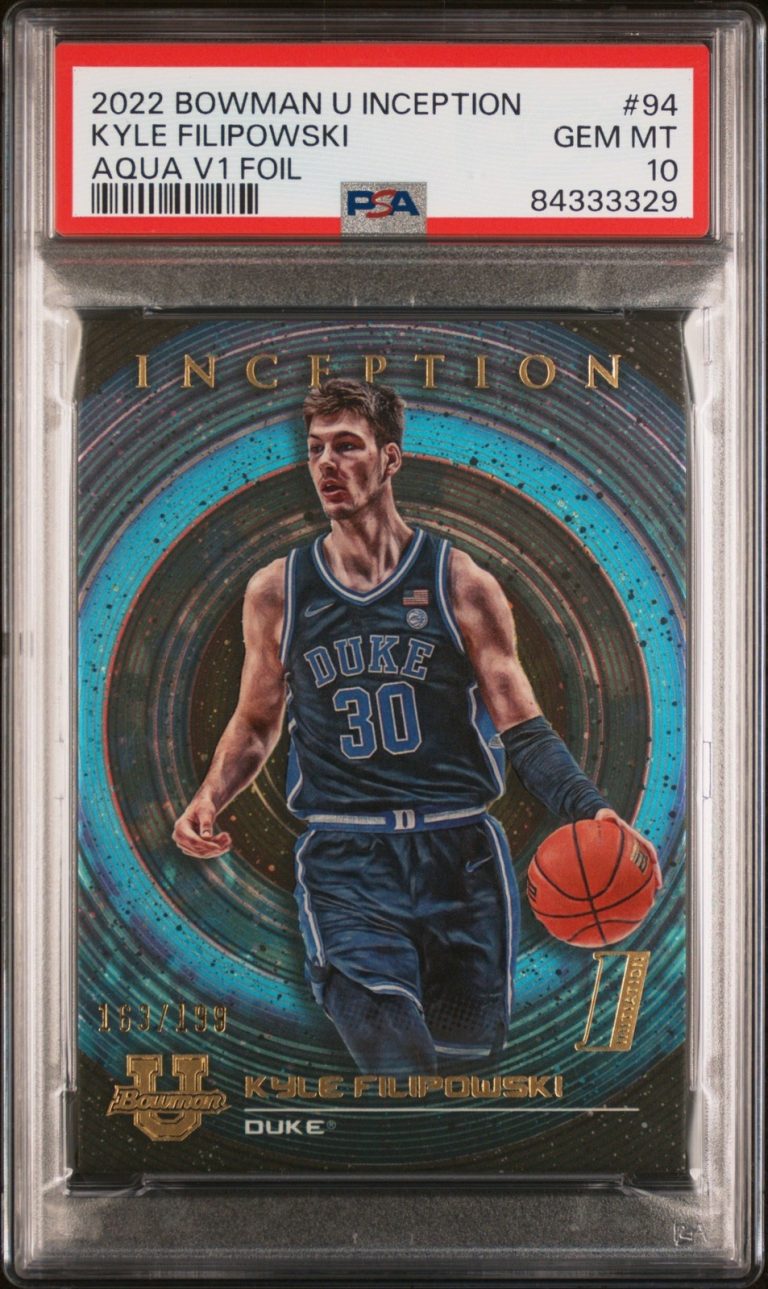 Graded 2022 Bowman Kyle Filipowski #94 Aqua V Foil #/199 Card PSA 10