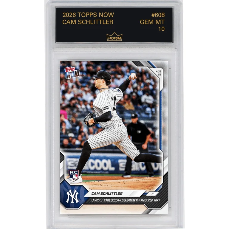 Graded 2026 Topps Now Cam Schlittler #608 Rookie RC Baseball Card HOFSM 10