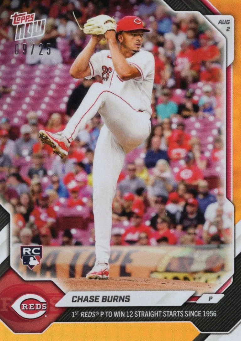 2026 Topps Now Chase Burns #512 Orange Foil /25 Rookie RC Baseball Card