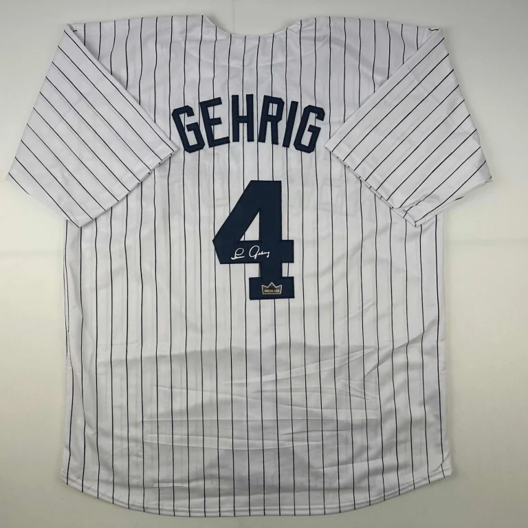 Facsimile Autographed Lou Gehrig New York Pinstripe Auto Jersey Men's XL