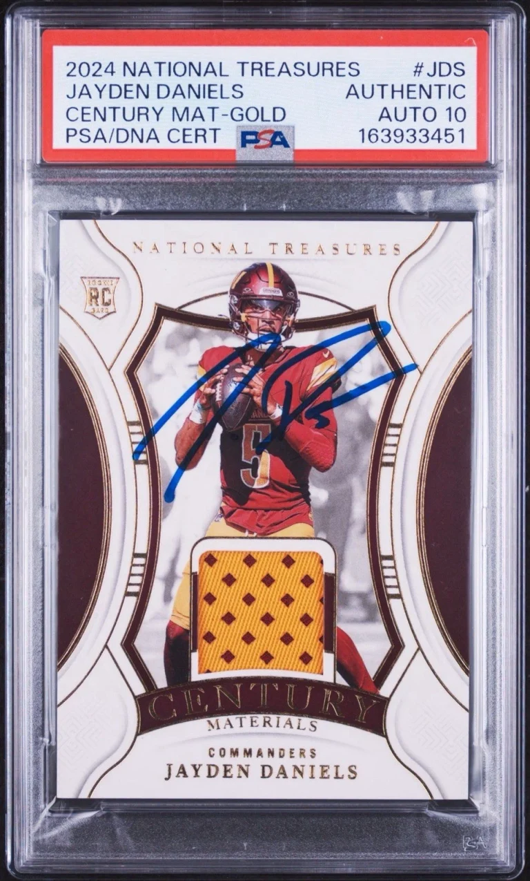 2024 National Treasures Jayden Daniels Rookie Century Mat GOLD /49 PSA AUTO 10
