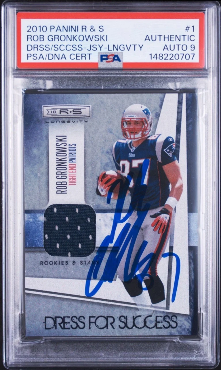 2010 Panini R&S Rob Gronkowski Dress For Success Rookie Jersey /249 PSA AUTO 9
