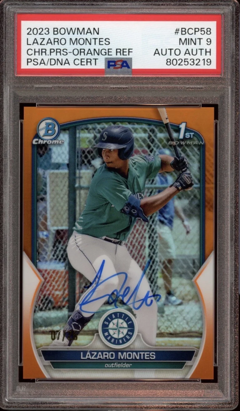 2023 Bowman Chrome Prospects Lazaro Montes Orange Refractor Auto /25 PSA MINT 9