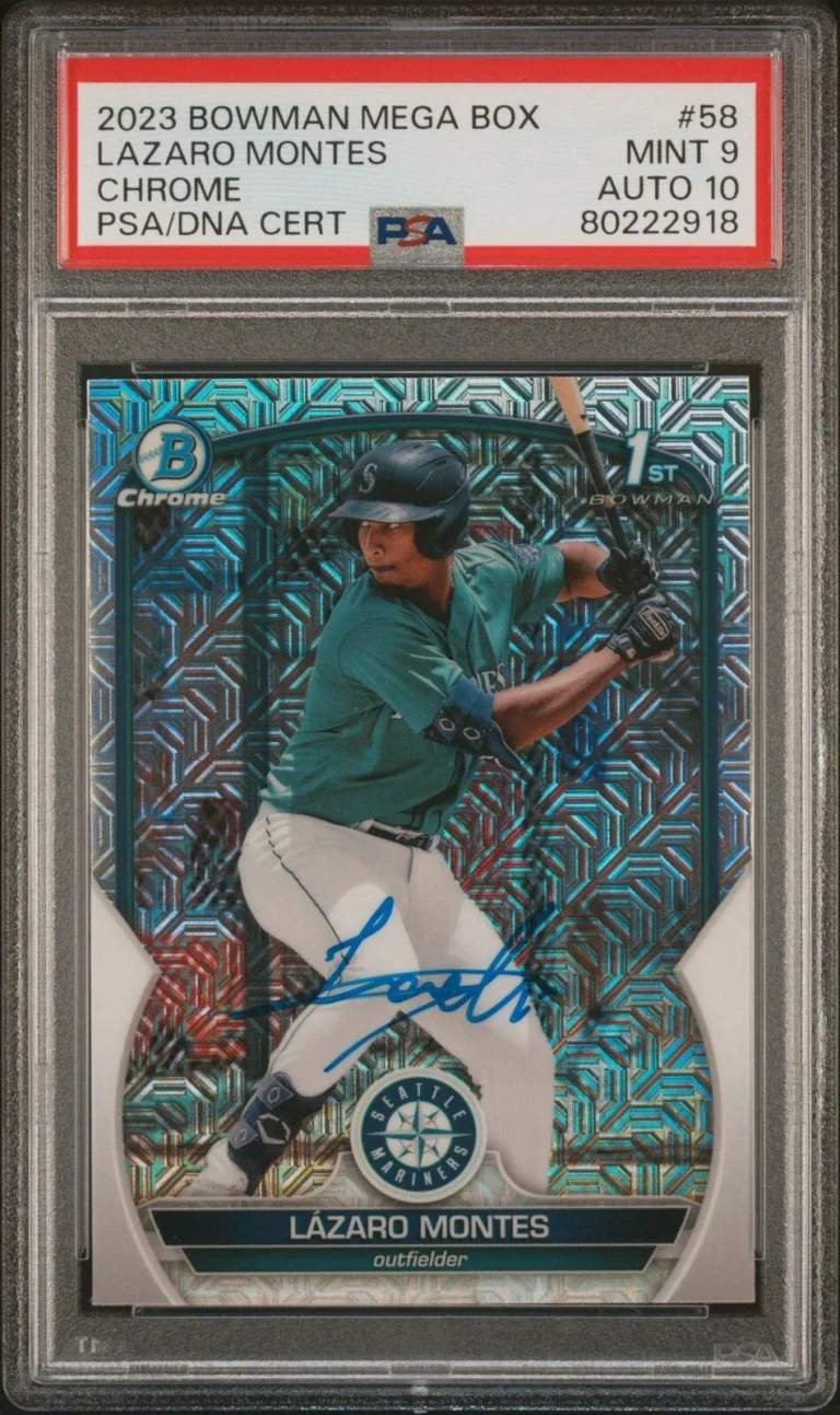 2023 Bowman Chrome Lazaro Montes Signed 1st Bowman Mega PSA MINT 9/AUTO 10