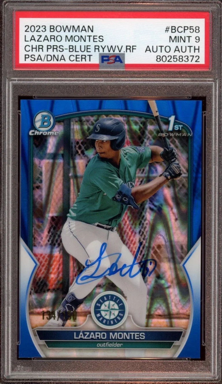 2023 Bowman Chrome Prospects Lazaro Montes Blue RayWave Auto /150 Psa MINT 9