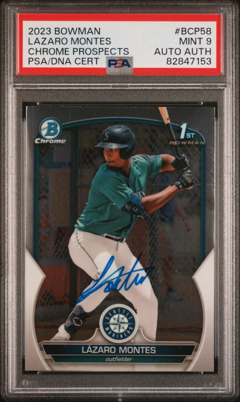 2023 Bowman Chrome Prospects Lazaro Montes 1st Bowman Auto Psa MINT 9 MARINERS