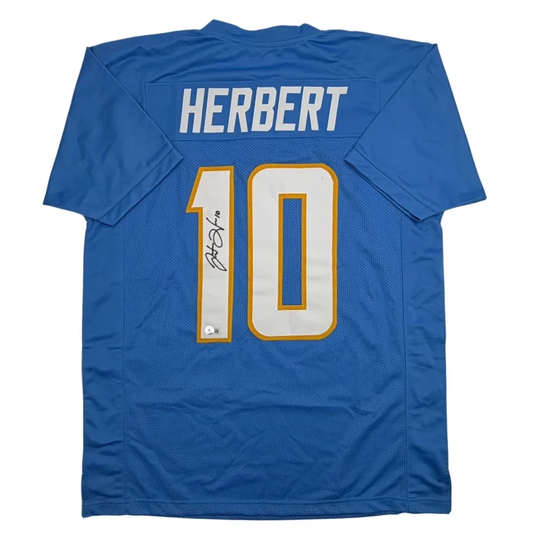 Autographed/Signed Justin Herbert LA Powder Blue Jersey Beckett BAS COA