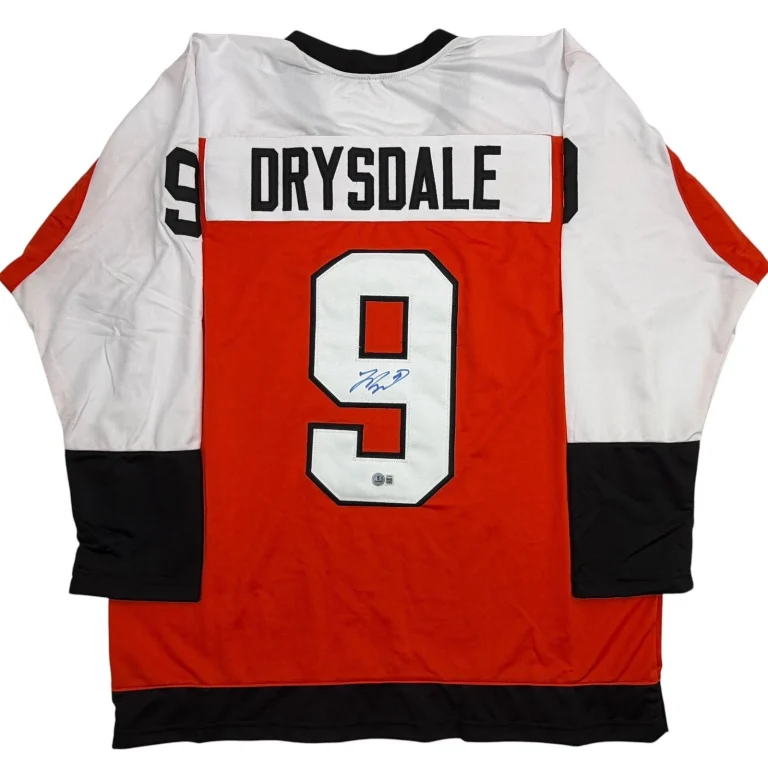 Autographed/Signed Jamie Drysdale Philadelphia Orange Jersey Beckett COA