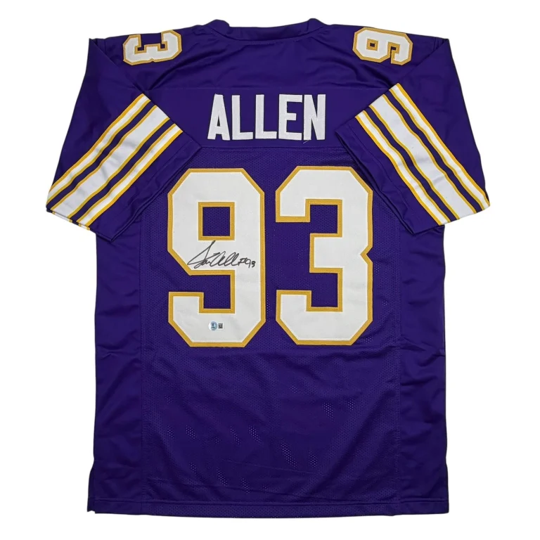 Autographed/Signed Jonathan Allen Minnesota Purple Retro Jersey Beckett COA