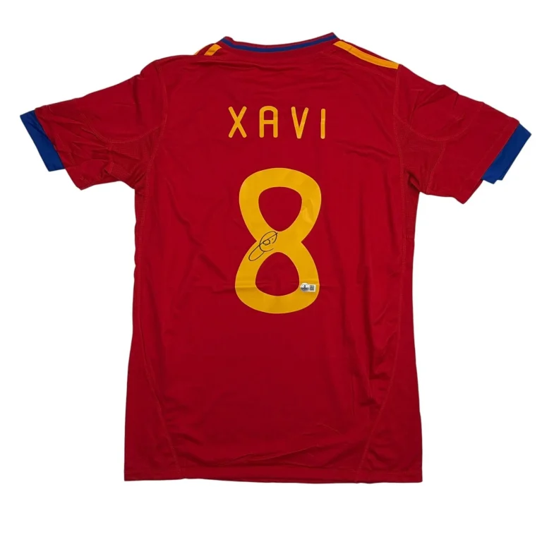 Autographed/Signed Xavi Hernandez Spain Red Soccer Jersey Beckett BAS COA 2