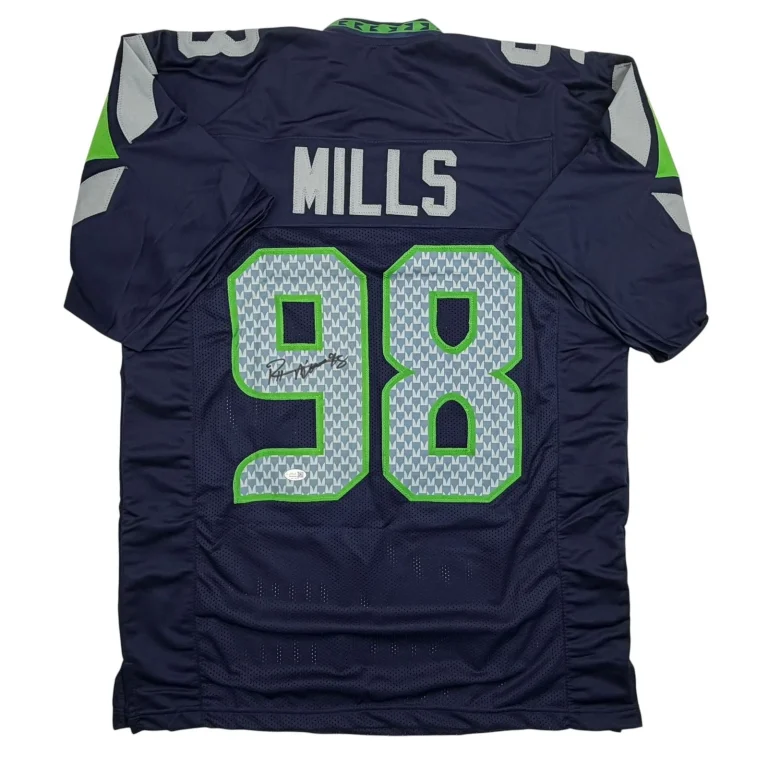 Autographed/Signed Rylie Mills Seattle Navy Blue Football Jersey JSA COA