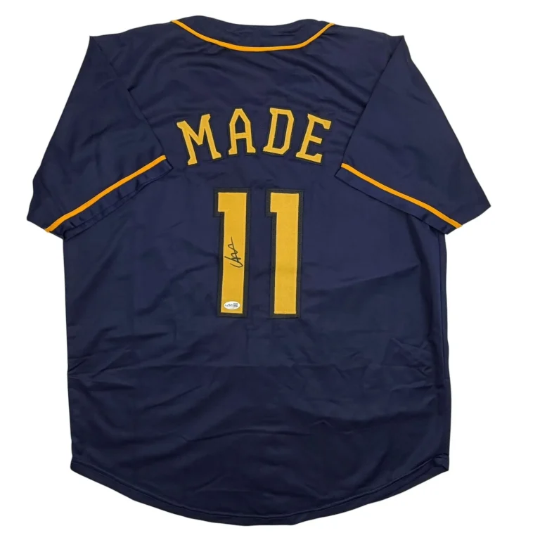 Autographed/Signed Jesus Made Milwaukee Navy Blue Baseball Jersey JSA COA