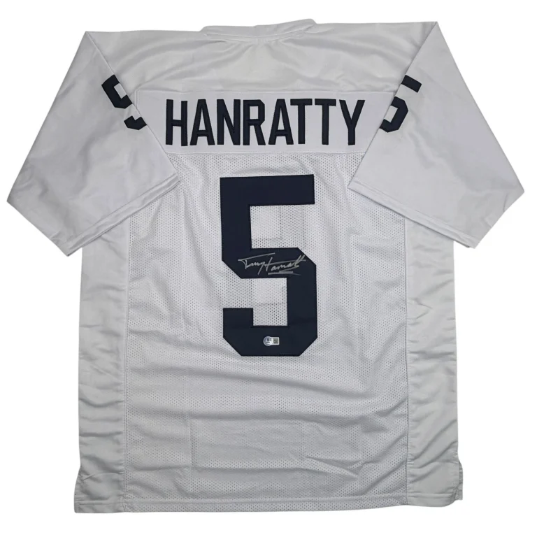 Autographed/Signed Terry Hanratty Notre Dame White Jersey Beckett BAS COA