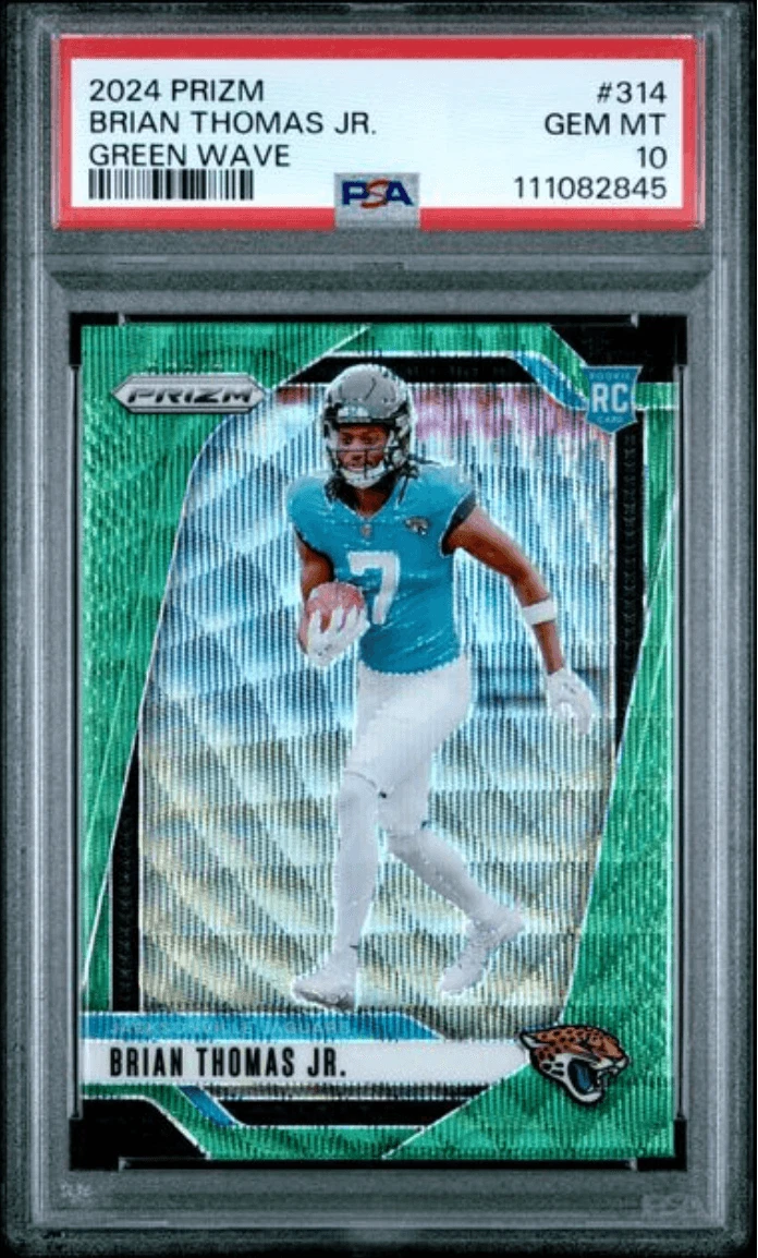 Graded 2024 Panini Prizm Brian Thomas Jr #314 Green Wave Rookie Card PSA 10