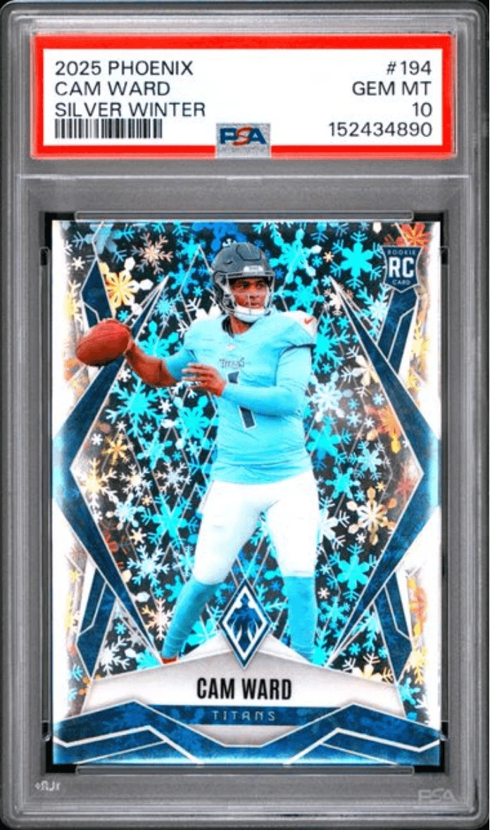 Graded 2025 Phoenix Cam Ward #194 Silver Winter Rookie Football Card PSA 10