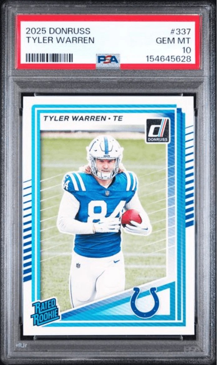 Graded 2025 Panini Donruss Tyler Warren #337 Rookie RC Football Card PSA 10