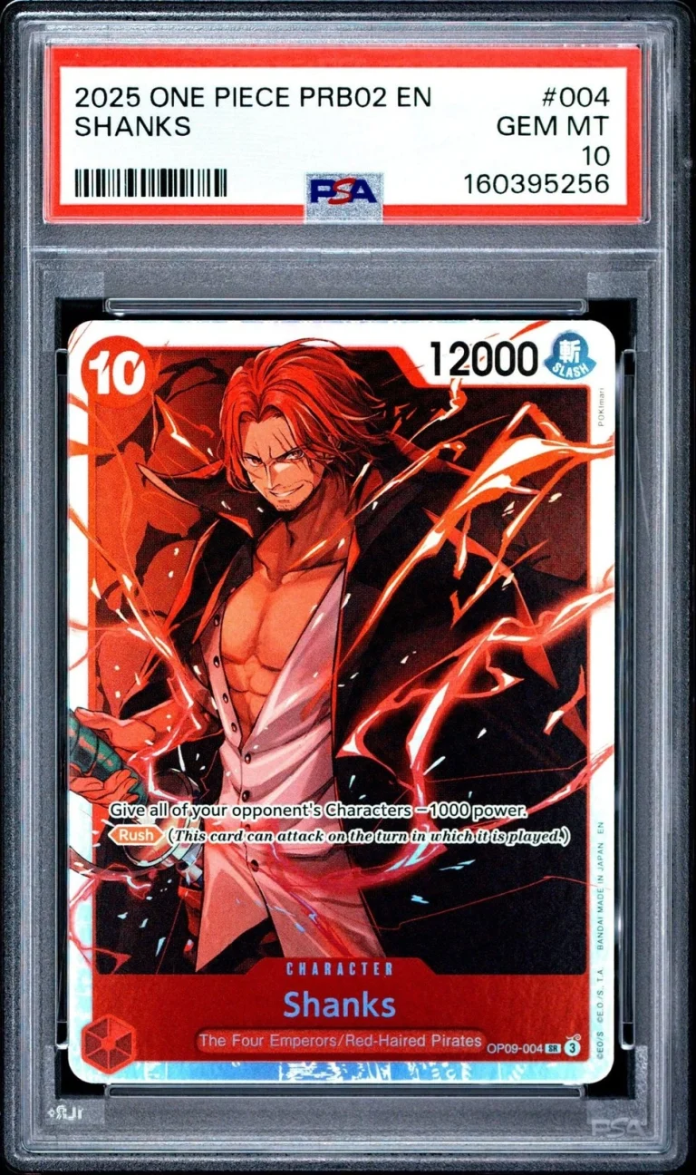 Graded 2025 One Piece Shanks 004 OP09 Trading Card Game PSA 10 Gem Mint