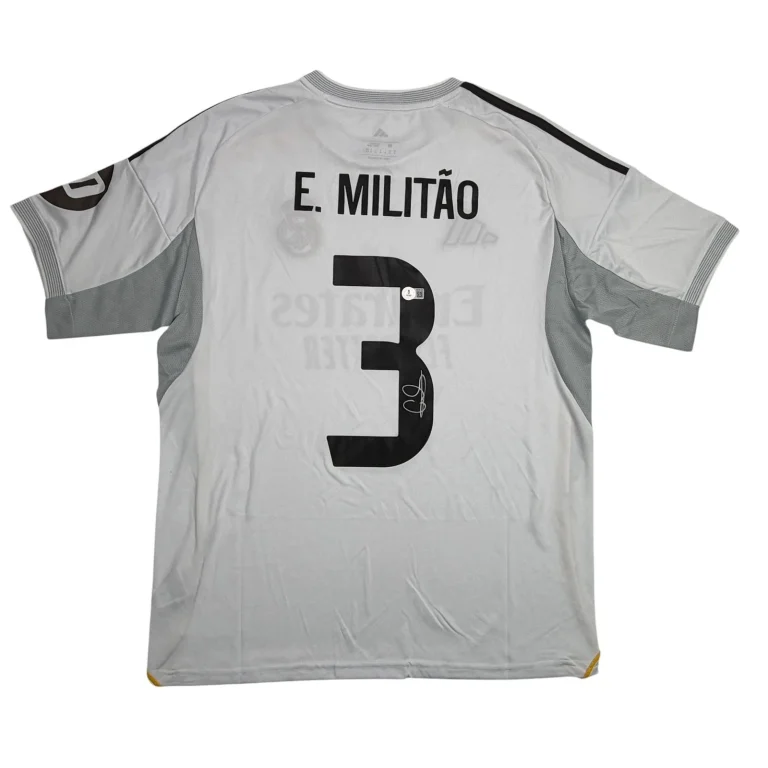 Autographed/Signed Eder Militao Real Madrid White Soccer Jersey Beckett COA