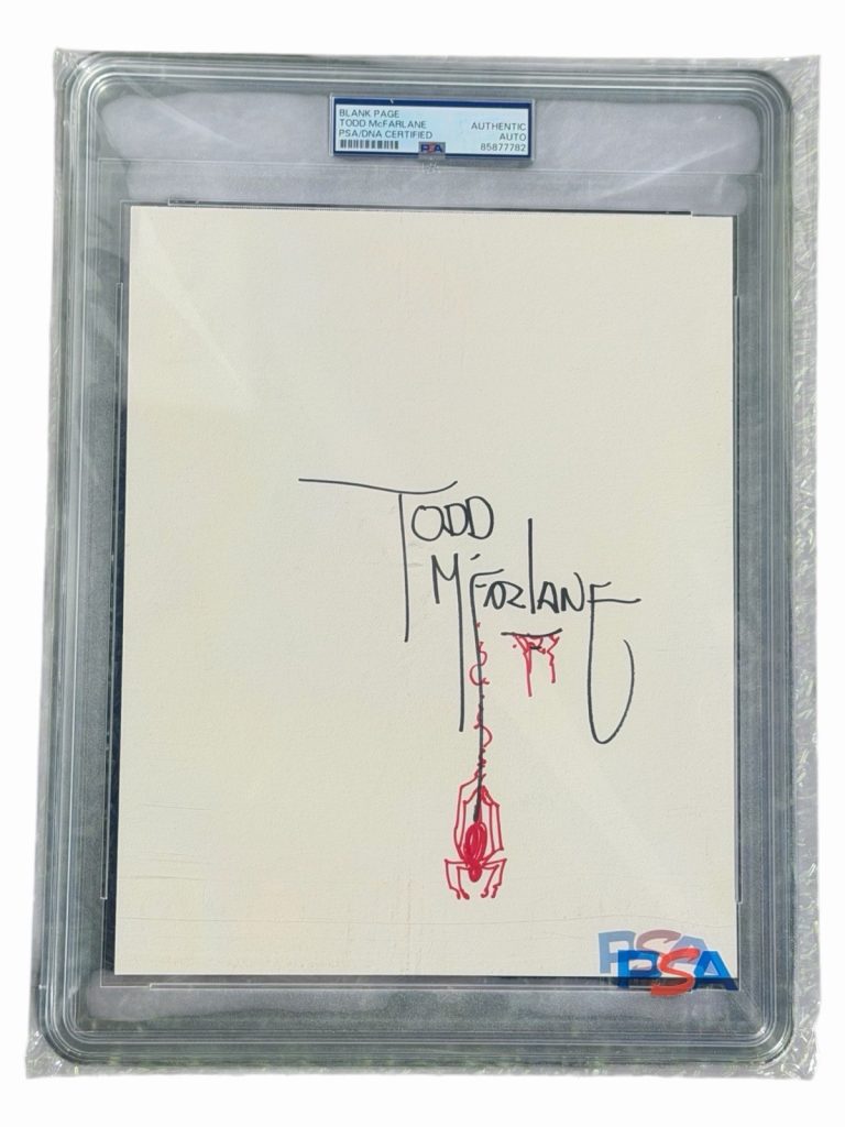 Todd McFarlane Signed 8x10 Spider-Man Artist Sketch PSA/DNA AUTO ENCAPSULATED