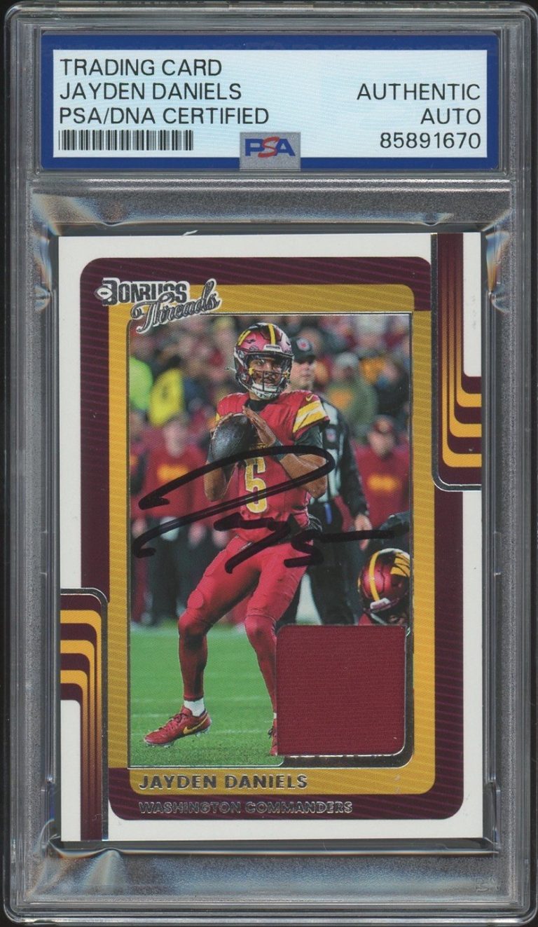 2025 Panini Donruss #DTH-JDS Jayden Daniels Signed Donruss Threads PSA/DNA AUTO