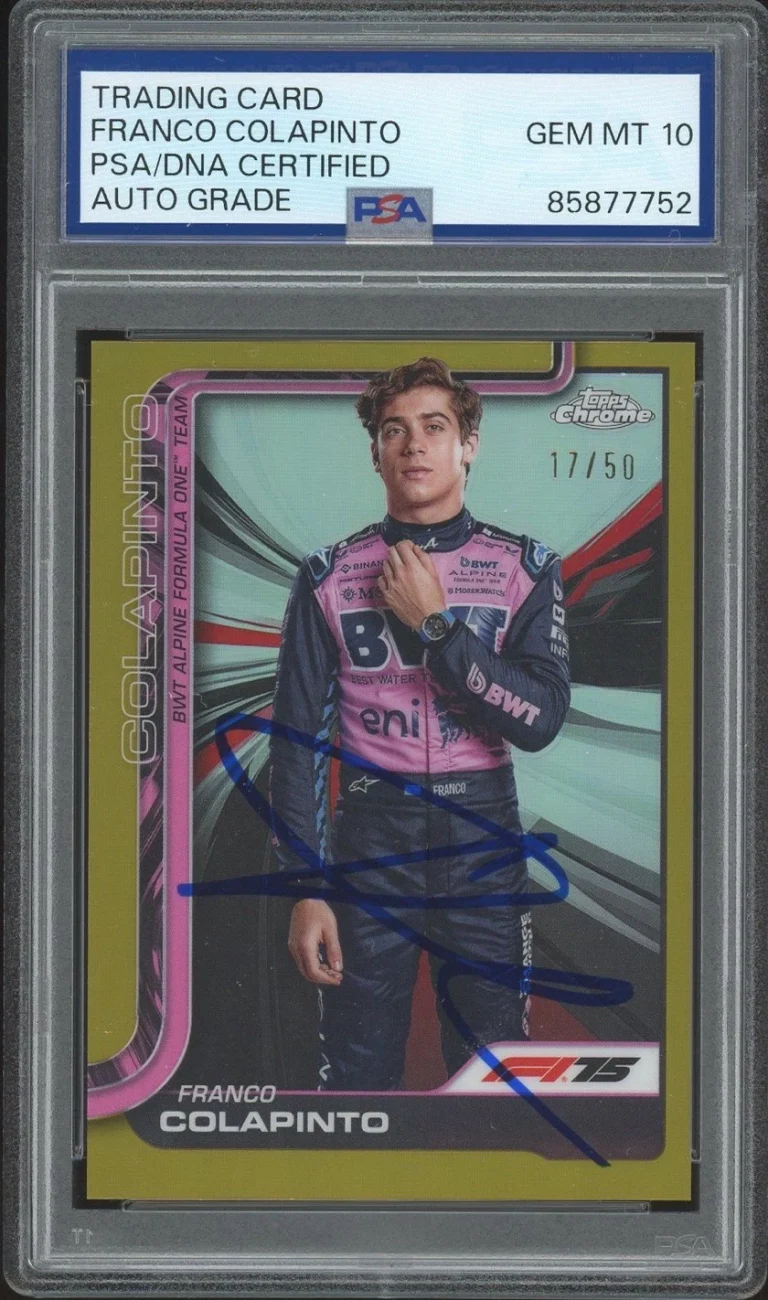 2025 Topps Chrome F1 #15 Franco Colapinto Rookie Gold Refractor /50 PSA AUTO 10