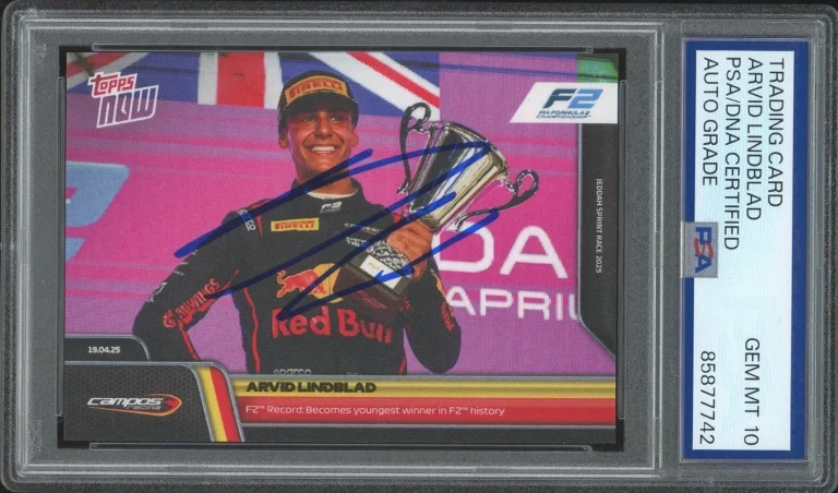 2025 Topps Now F1 #32 Arvid Lindblad Signed Youngest F2 Winner PSA AUTO 10 RC