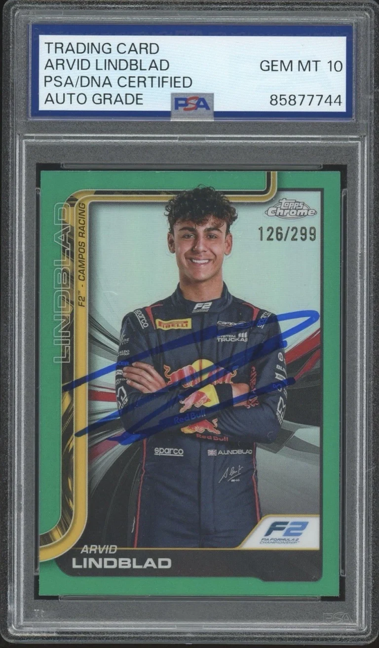 2025 Topps Chrome F1 #23 Arvid Lindblad Signed Teal Refractor /299 PSA AUTO 10