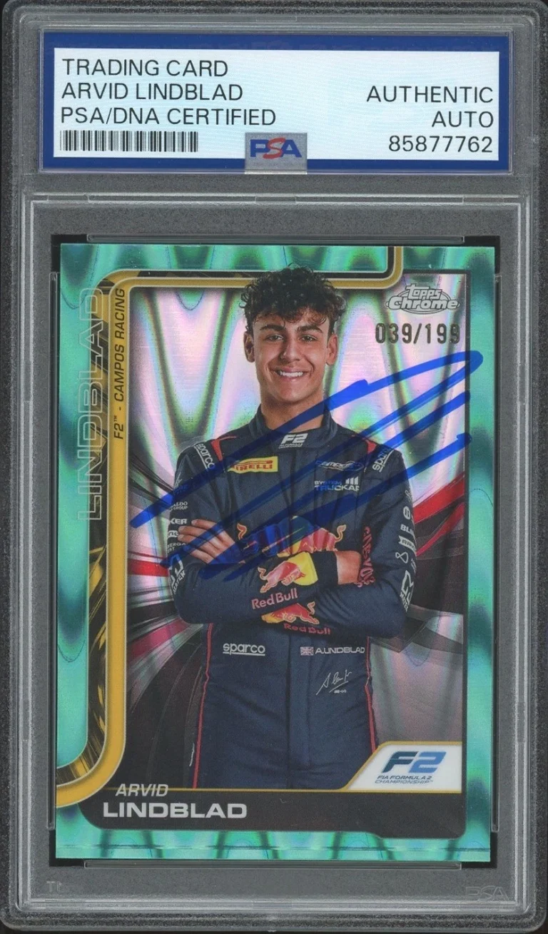 2025 Topps Chrome F1 #23 Arvid Lindblad Signed Aqua RayWave Rookie /199 PSA AUTO