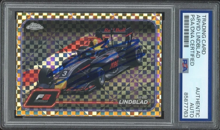 2024 Topps Chrome F1 #117 Arvid Lindblad Gold Checker Flag Ref /50 PSA AUTO RC