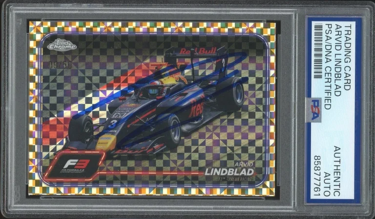 2024 Topps Chrome F1 #117 Arvid Lindblad Gold Checker Flag Ref /50 PSA AUTO RC