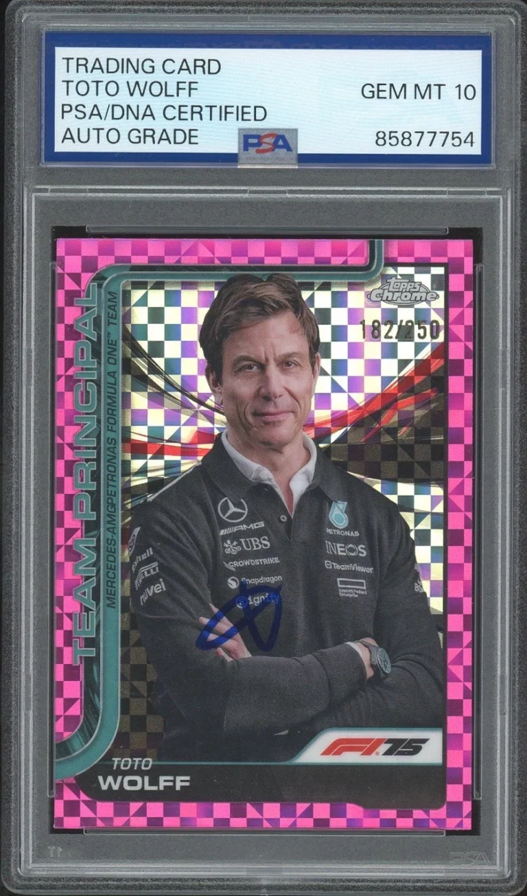 2025 Topps Chrome F1 Toto Wolff Signed Pink Checker /250 PSA AUTO 10 MERCEDES